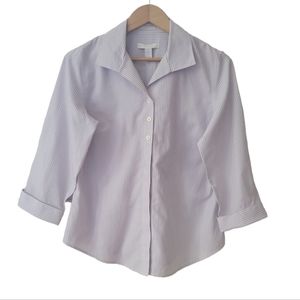 Chicos 3/4 Sleeve Lavender Pinstripe Button Up Size 1 or Small